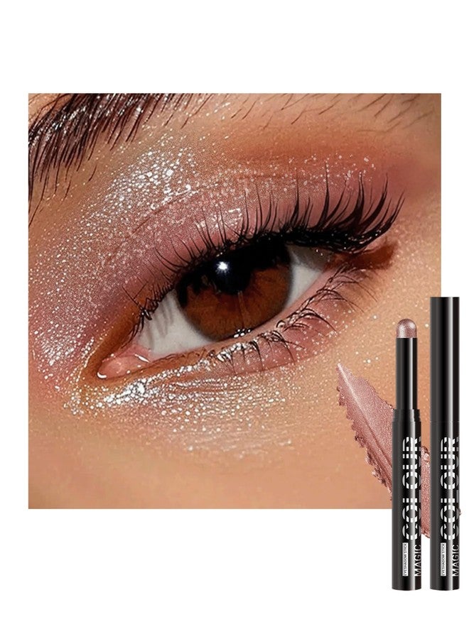 Lestpola Waterproof Cream Eyeshadow Stick, Rose Pink Shimmer Highly Pigmented Long-lasting Eye Shadow Pencil, Metallic Blendable Eyeshadow Brightener Applicator Stick, Hypoallergenic Women Highlight Makeup-03 - Image 1